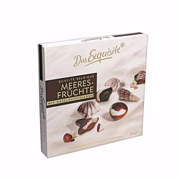 Das Exquisite Belgian Chocolate Shells with Hazelnut Filling - Luxurious Gift Boxed Chocolates, 250g