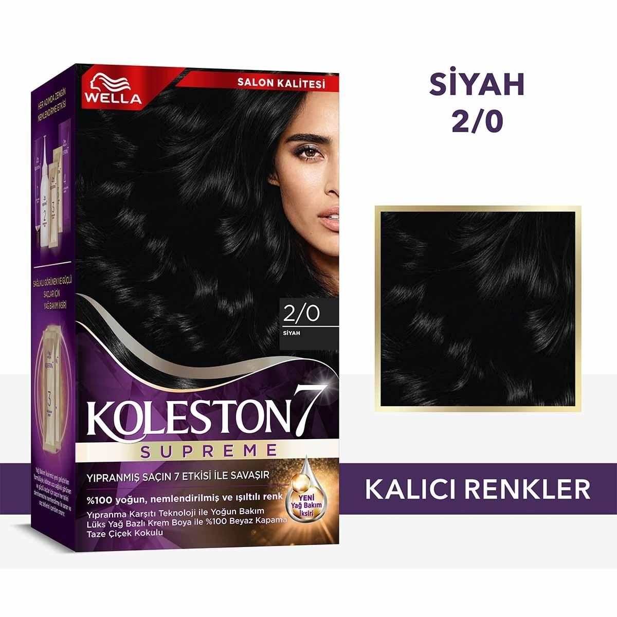 Wella Koleston Supreme Black Hair Dye: Intense Color, Gray Coverage & Conditioning - Complete At-Home Hair Color Kit
