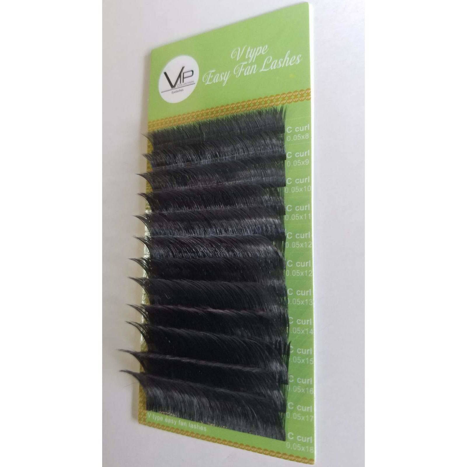 VIP Extensions V Type Easy Fan Lash Extensions 0.05 C Curl 12 Lines, 8 mm
