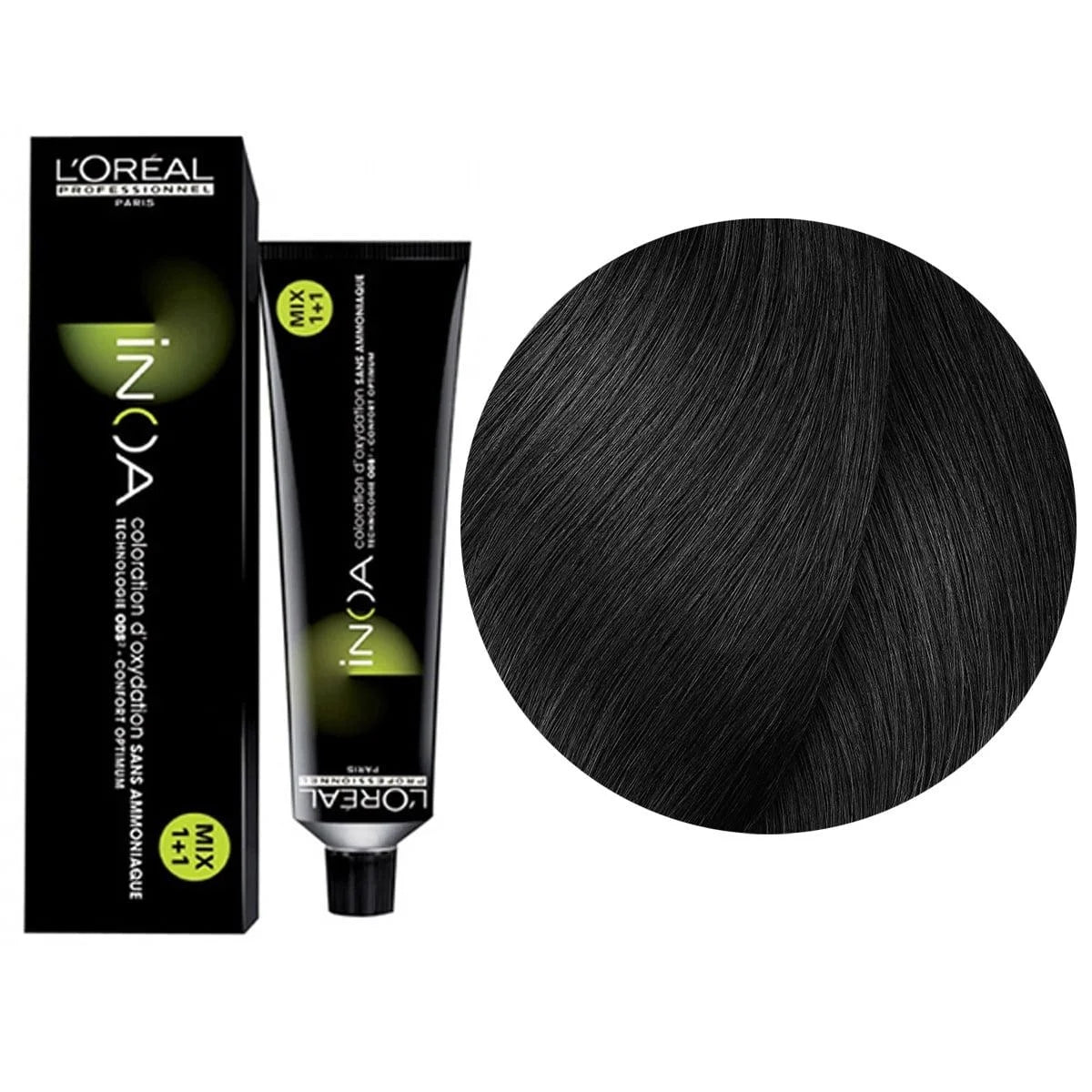 L'Oréal Professionnel INOA 3/3N Brown Black - Ammonia-Free Permanent Color, 2.1 oz