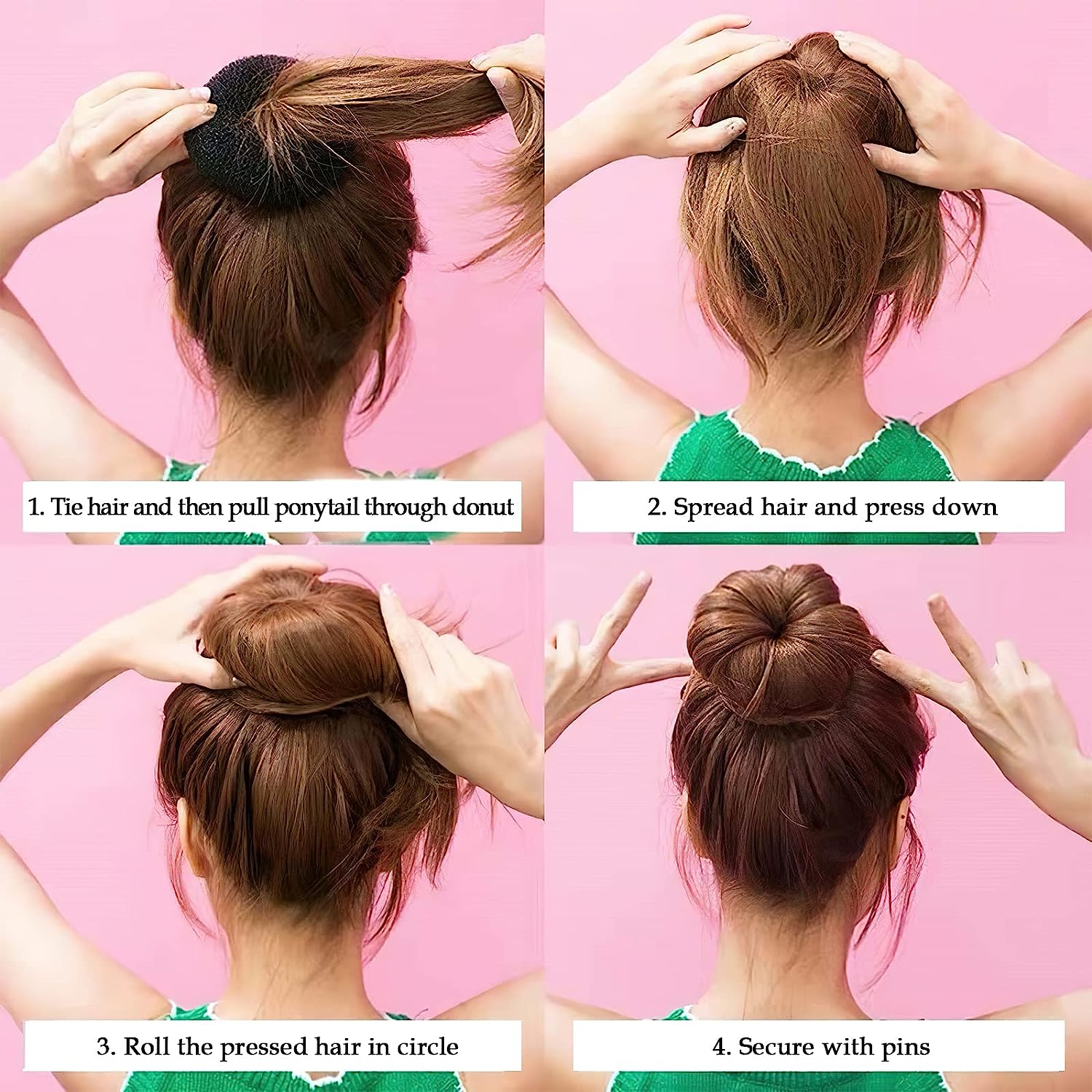 VIP Extensions Hair Bun Maker Donut, Large Brown