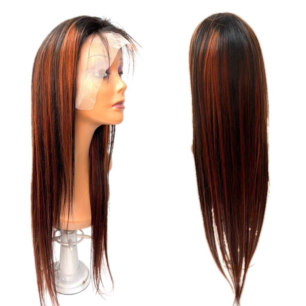 Rio Straight Human Hair Lace Front Wig, Burgundy, 26 in