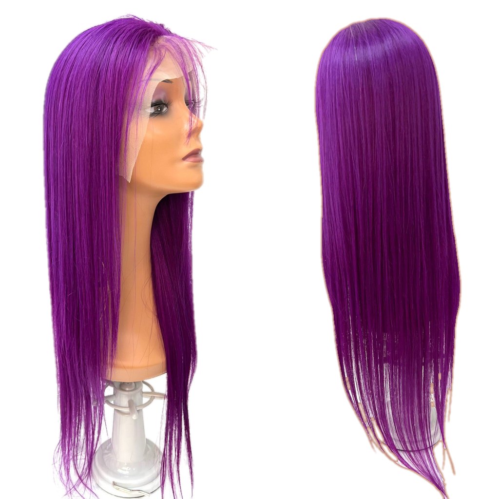 Rio Straight Human Hair Lace Front Wig, Pink, 10 in