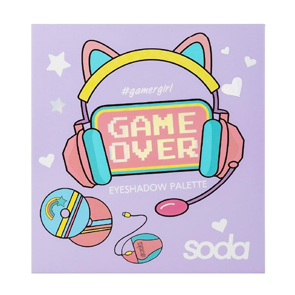 Soda Game Over Far Paleti 001 Old School - 16 Shade Eyeshadow Palette with Matte, Shimmer, Glitter Finish