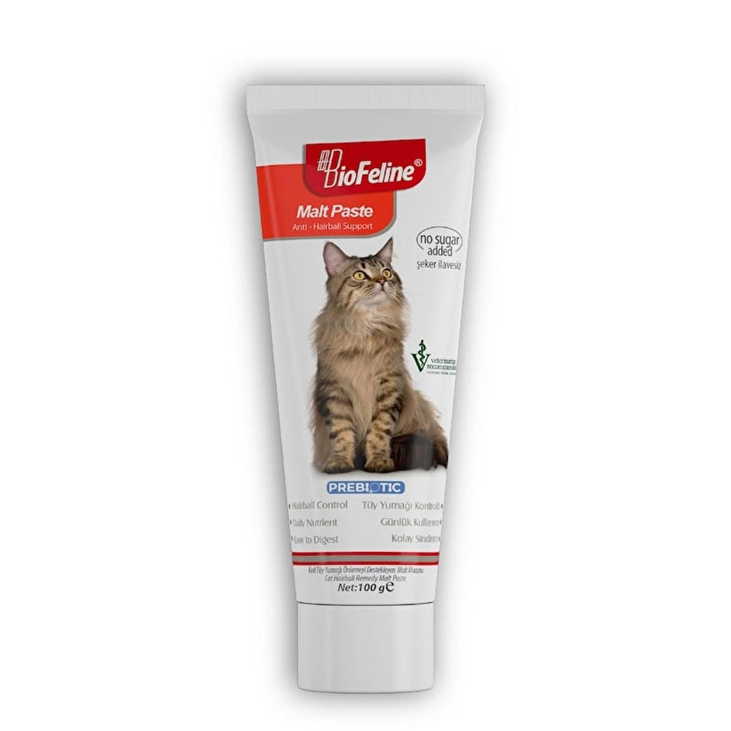 Biofeline Anti-Hairball Malt Paste for Cats - Natural Digestive Aid, 100g