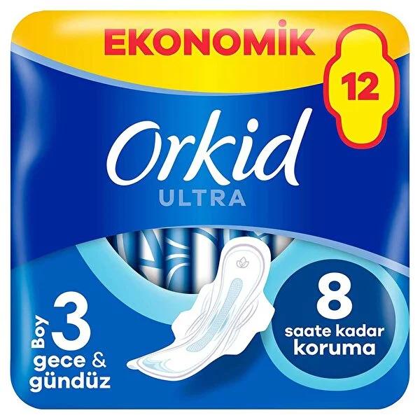 Orkid Ultra Extra Hijyenik Ped Gece Ekonomik Paket 12'li - Ultra Thin Sanitary Pads for Menstrual Protection