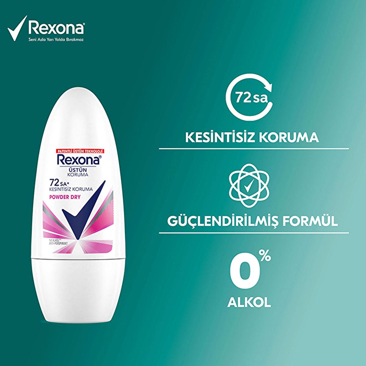 Rexona Women's Powder Dry Deodorant Roll-On - 72 Hour Protection, Long-Lasting Freshness