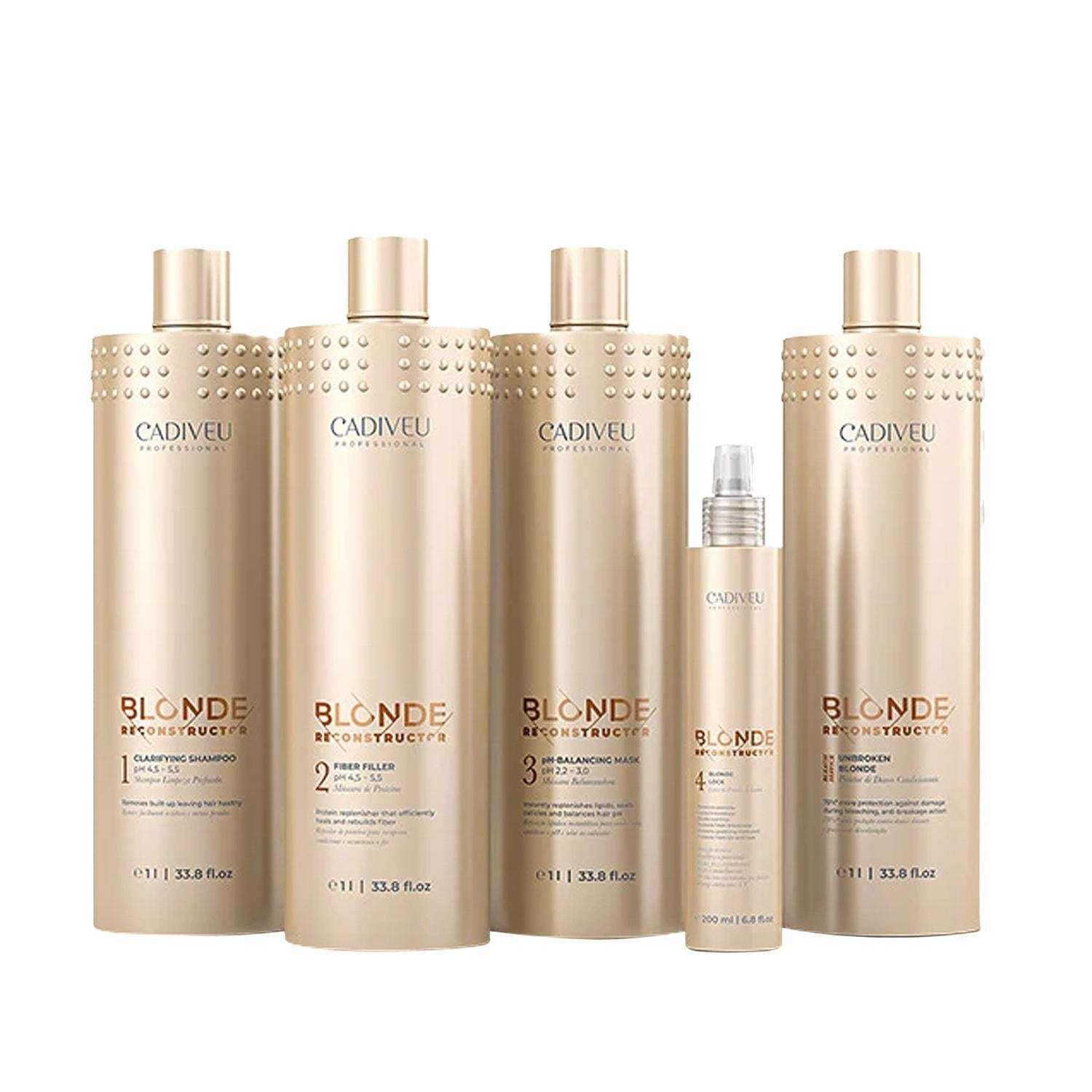 Cadiveu Blonde Reconstructor Salon Service Set - Professional Blonde Hair Care & Reconstruction