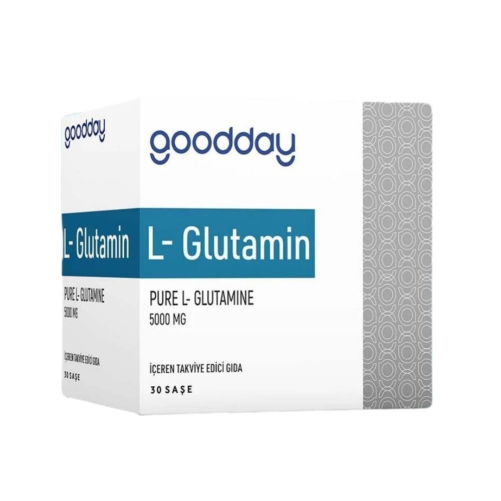 Goodday Pure L-Glutamine Dietary Supplement - 5000mg per Sachet, 30 Count - Supports Muscle Recovery & Health