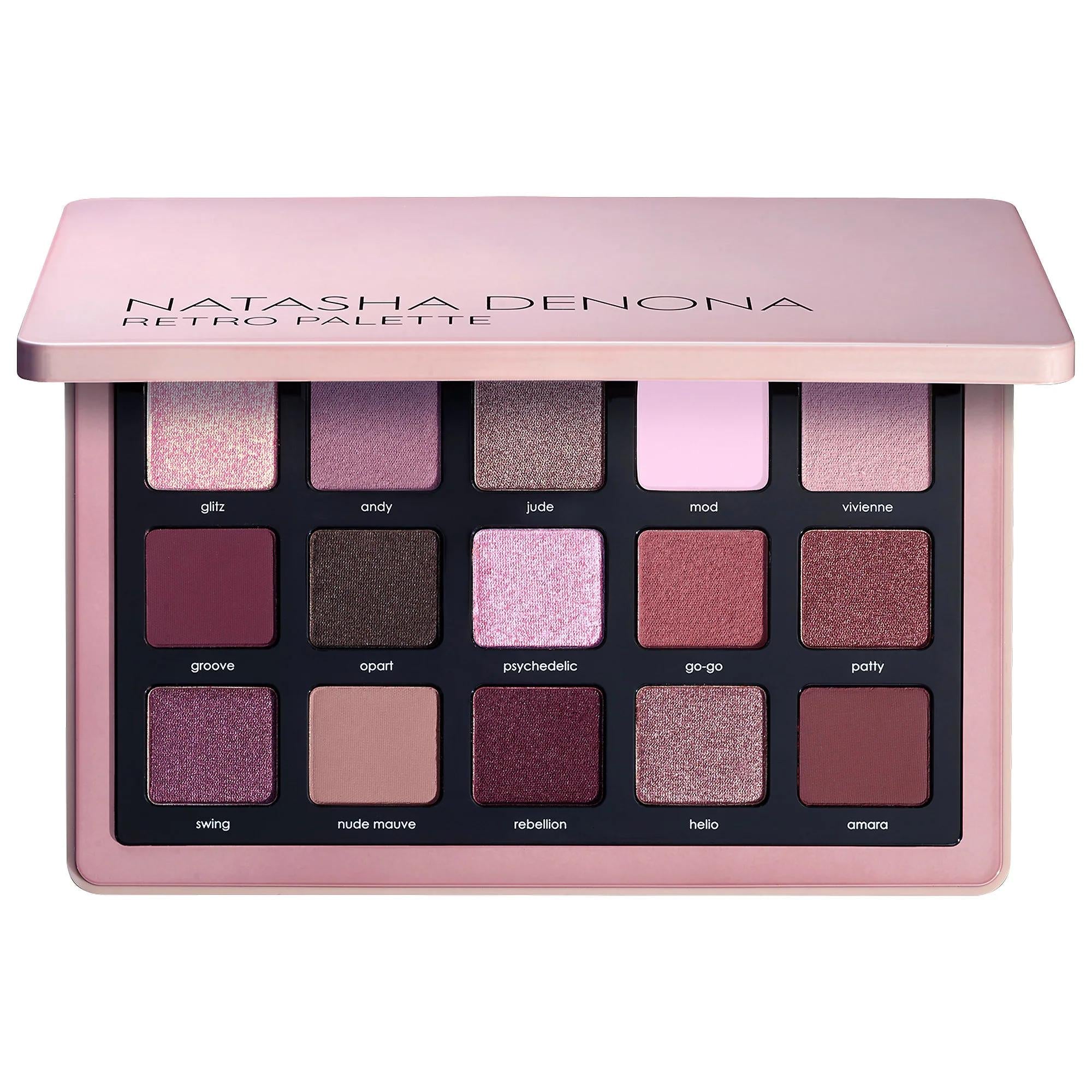 Natasha Denona Retro Eyeshadow Palette: 15 Romantic Burgundy, Mauve & Pigmented Shades - Create Stunning Retro Looks - Cruelty-Free & Recyclable