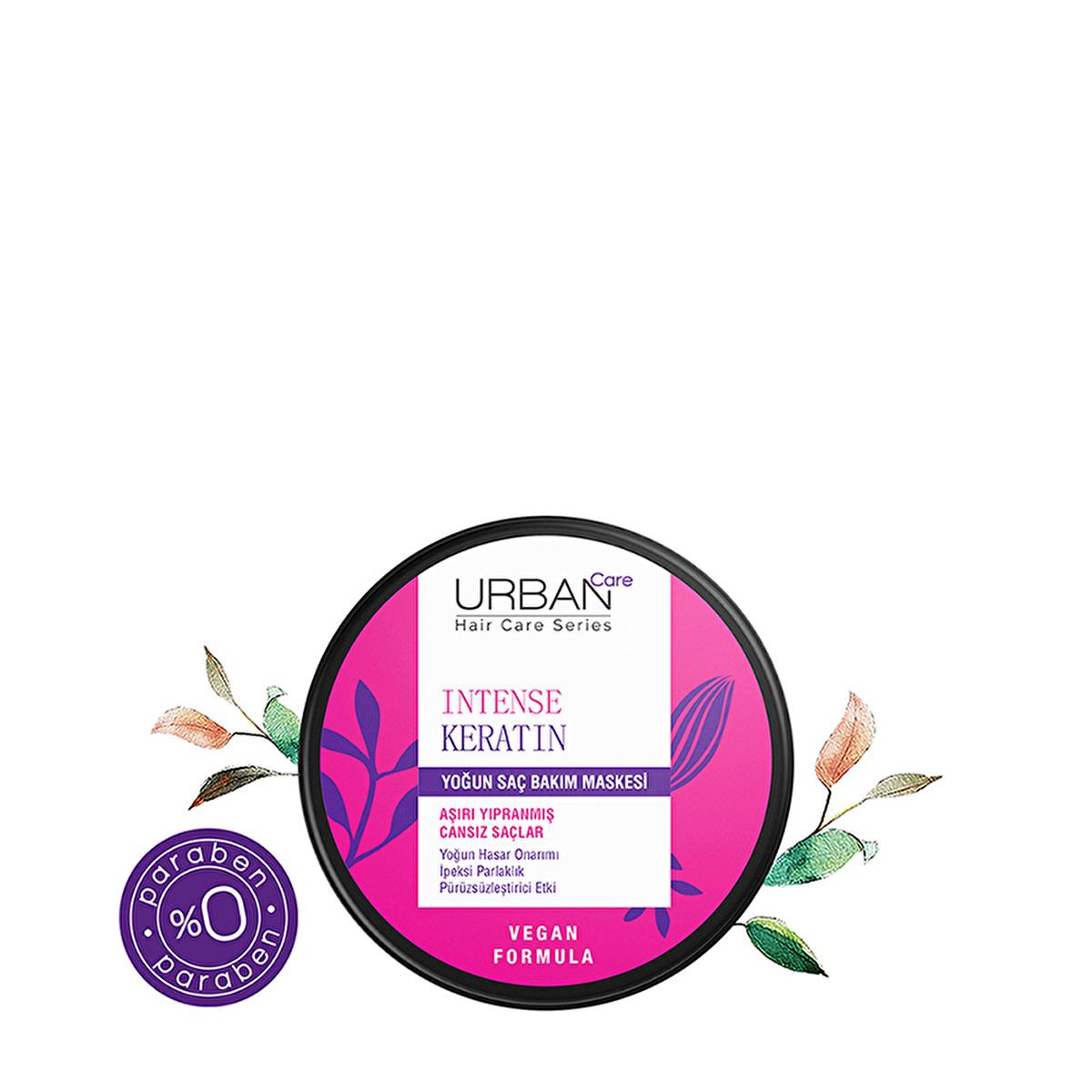 Urban Care Intense Keratin Hair Care Mask - Intensive Repair for Damaged Hair, Vegan & Paraben-Free