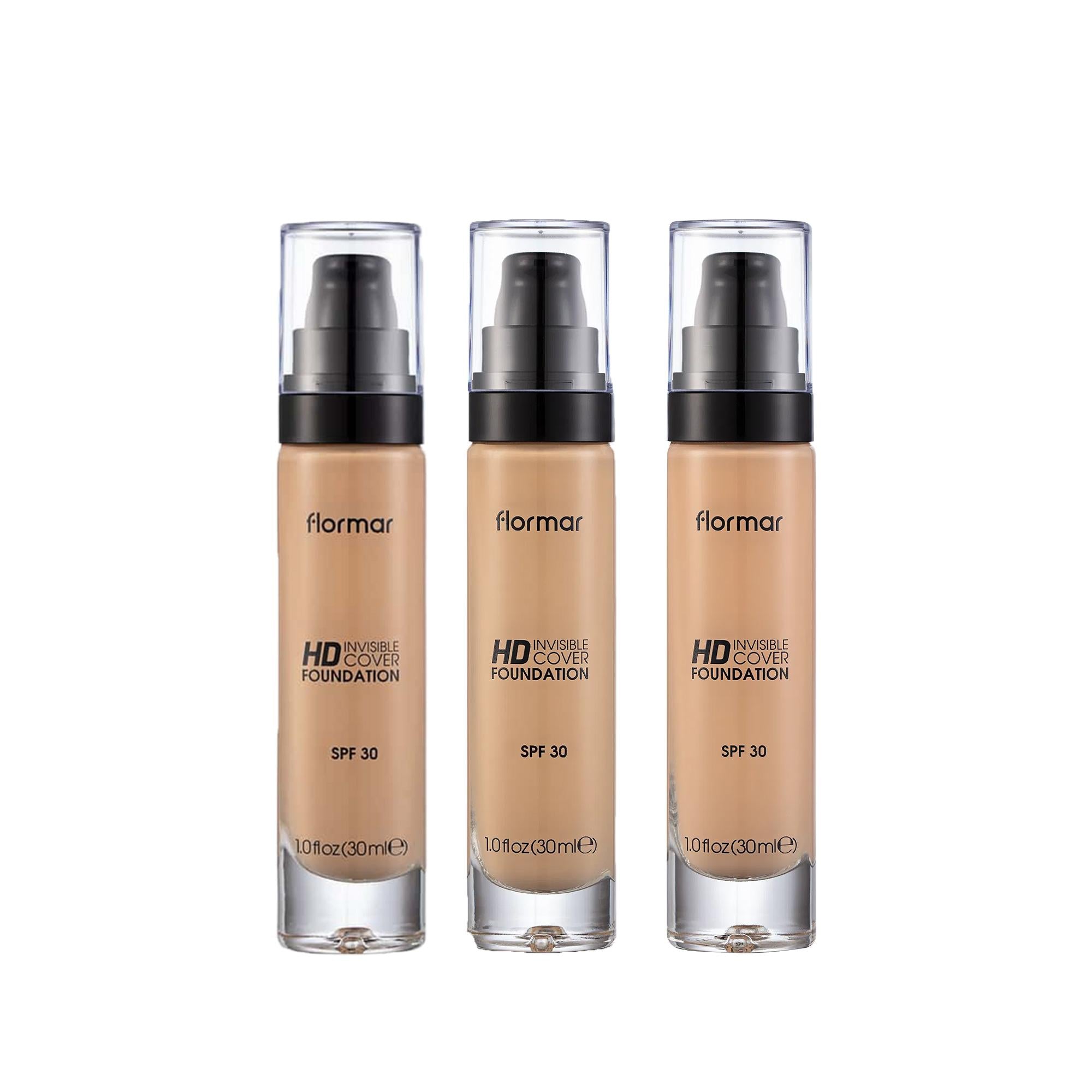 Flormar Invisible Cover HD Foundation 30 ml - Natural Finish Makeup with High Definition Coverage