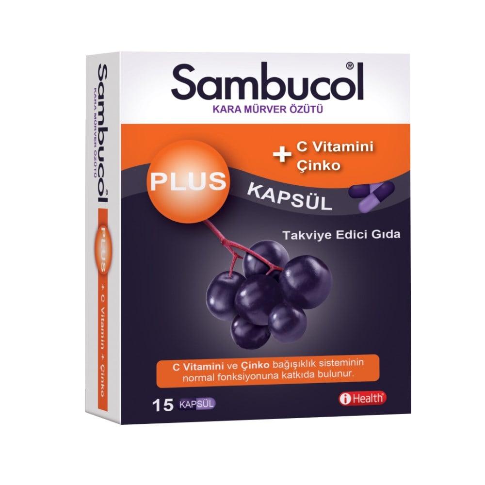 Sambucol Plus Black Elderberry Supplement Capsules - Immune System Support with Vitamin C & Zinc
