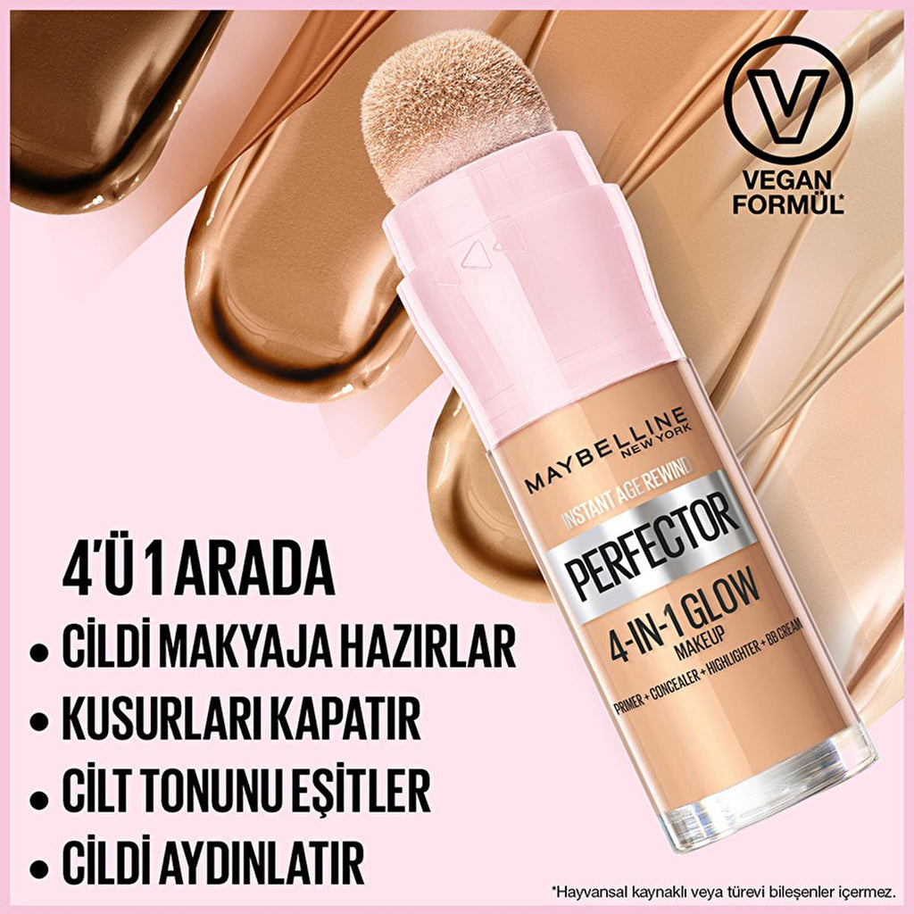 Maybelline New York Instant Perfector Glow Foundation Makeup - 4-in-1 Formula for Flawless Complexion, Radiant Glow, Easy Application