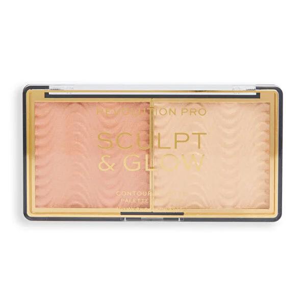 Revolution Pro Highlighter & Contour Palette - Light Medium Shade - Vegan Sculpt & Glow for Defined Features, Cruelty-Free Makeup