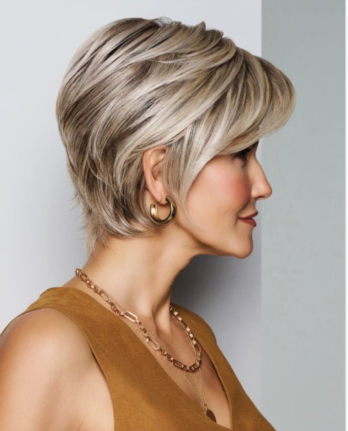 Raquel Welch Sheer Luxury Collection, Posh Premier Short Boycut Wig with Feather Lite Fiber Luxlite Cap Ll, Average, RL8/29 Hazelnut