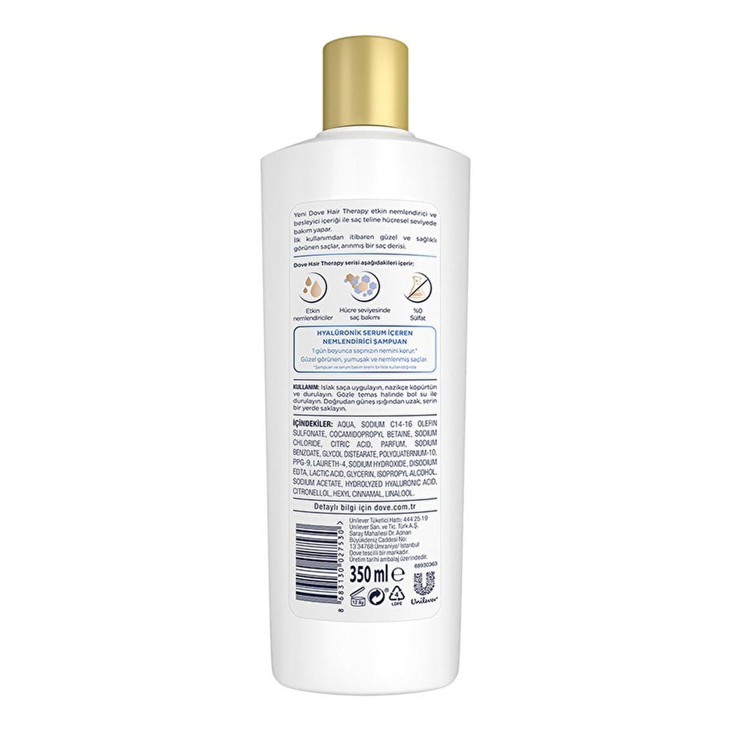 Dove Hair Therapy Hydration Spa Shampoo: Intense Moisture for Dry & Damaged Hair - Hyaluronic Acid, Deep Scalp Care, Stronger Hair