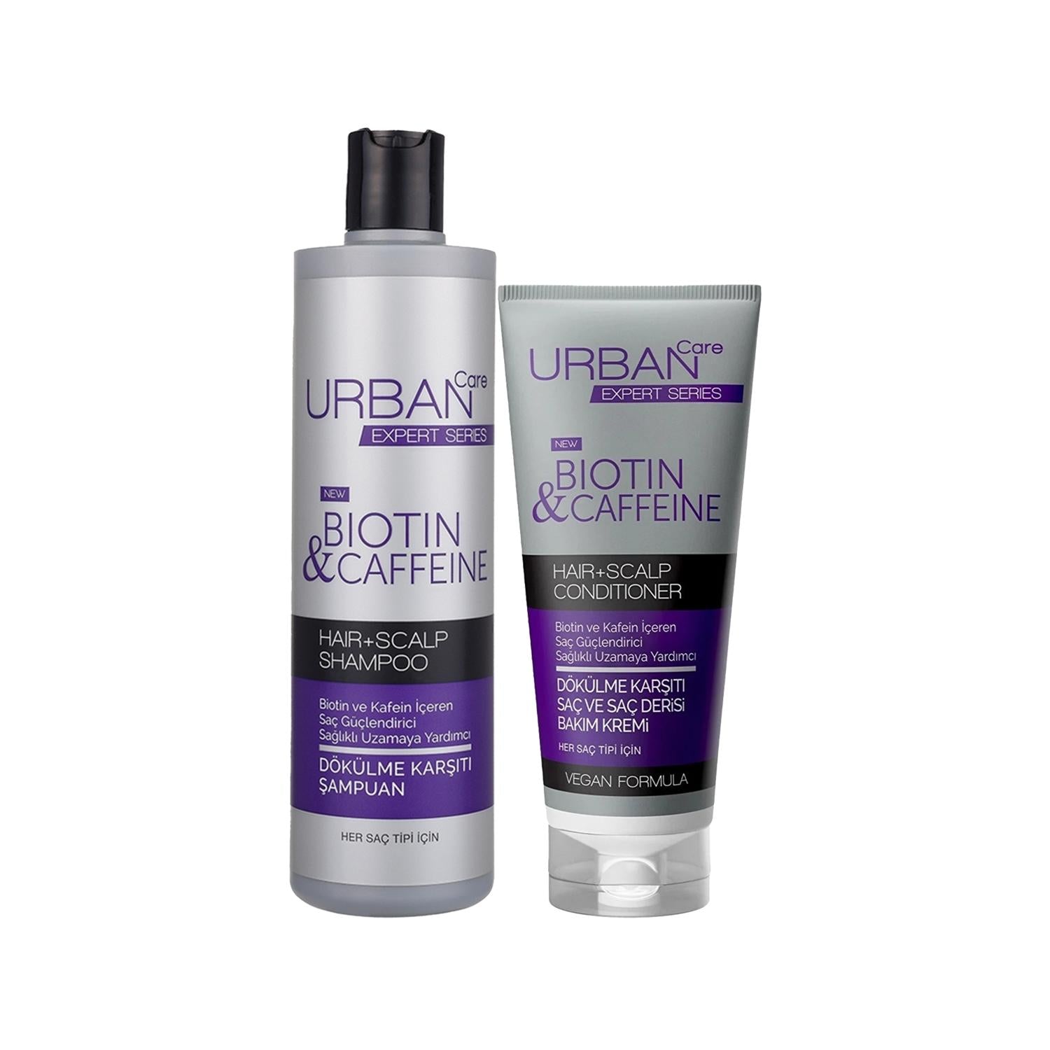 URBAN Care Expert Biotin & Caffeine Shampoo 350ml & Conditioner 200ml Set - Nourishing Hair Care for Healthier Growth