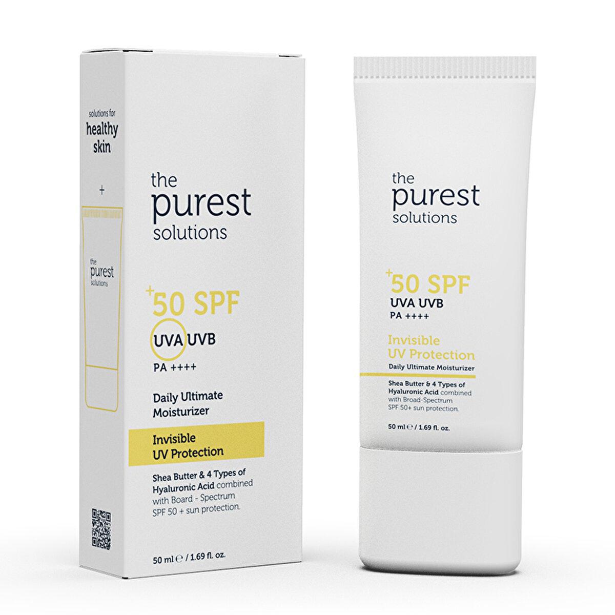 The Purest Solutions UV Protective Moisturizer SPF 50+ - Non-Greasy, Hydrating Sunscreen for Daily Use with Hyaluronic Acid & Shea Butter