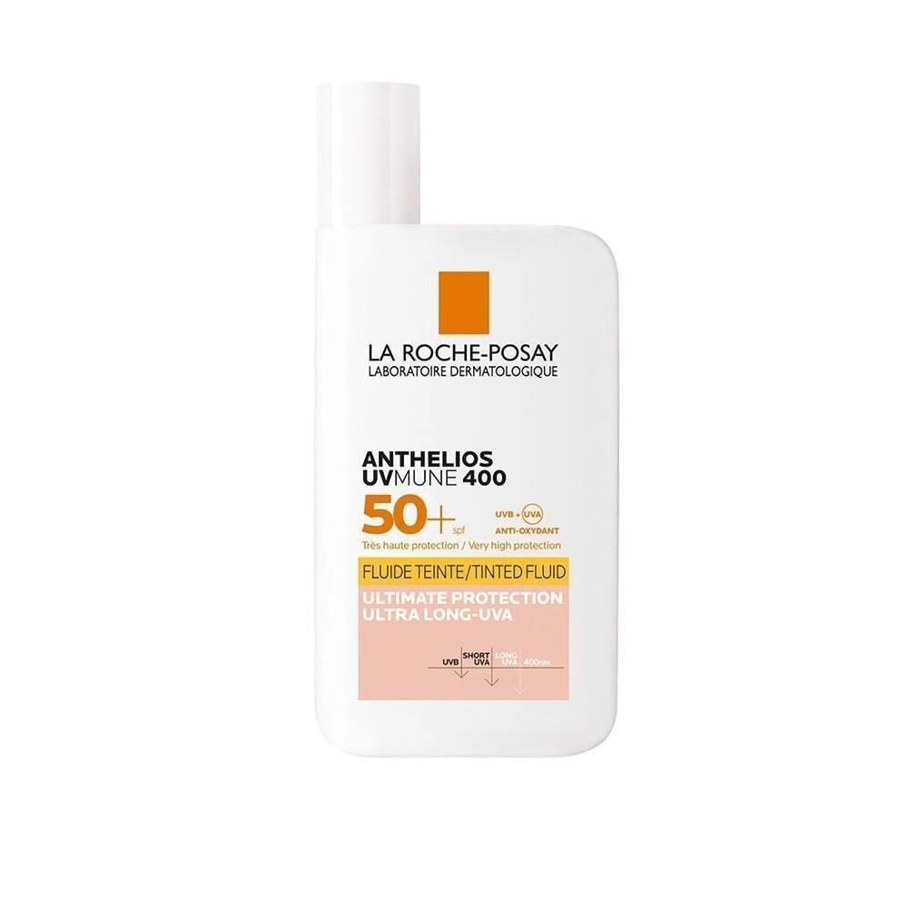 La Roche Posay Anthelios UVmune Fluid Tinted Sunscreen SPF50+ - Hypoallergenic, Non-Comedogenic, Water-Resistant
