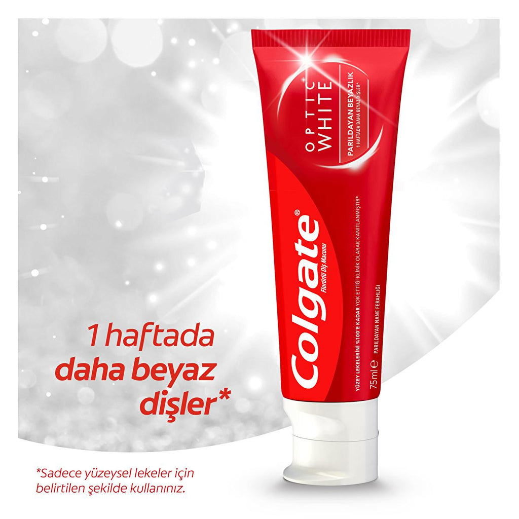 Colgate Optic White Whitening Toothpaste - Clinically Proven for Brighter Smile, 2.54 fl oz