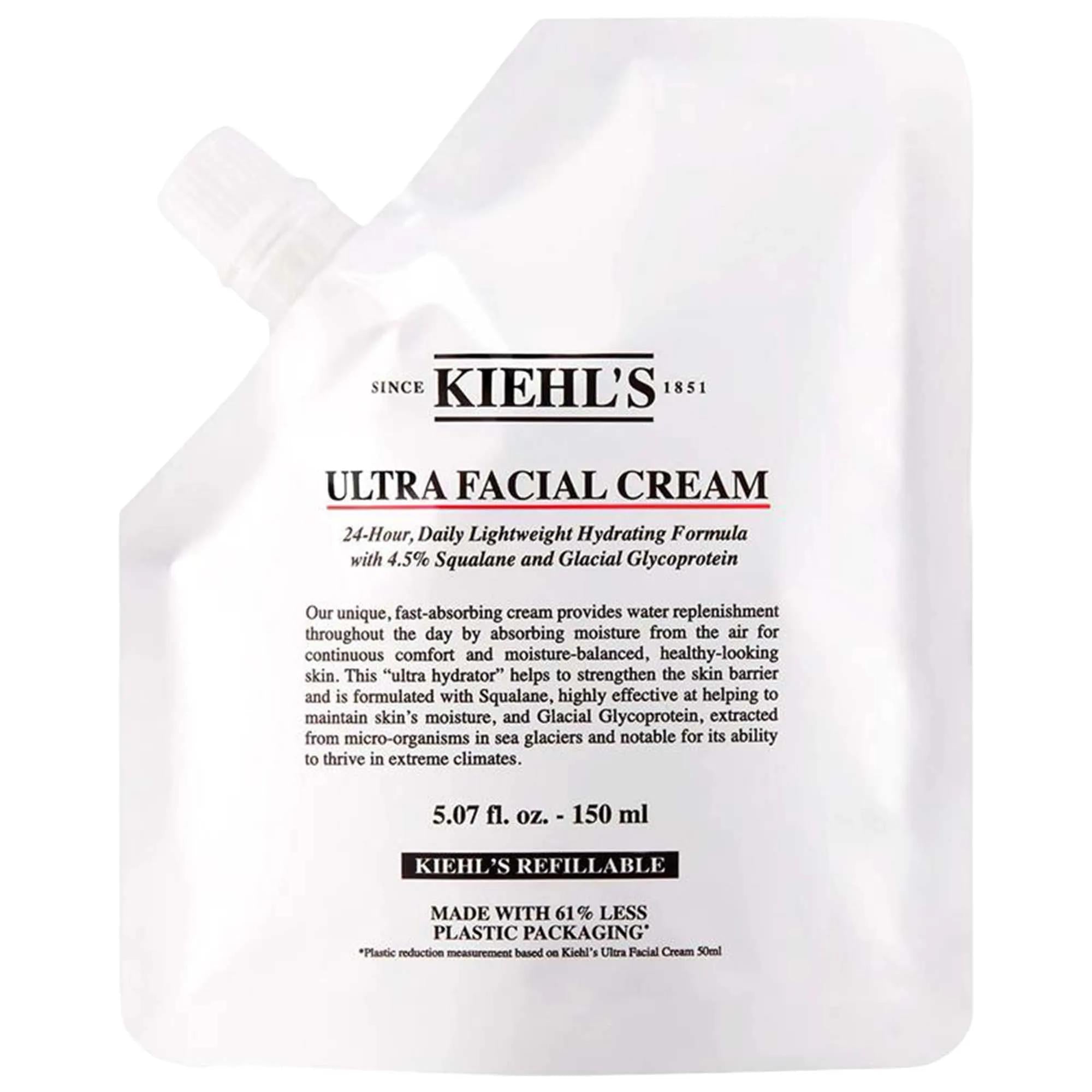 Kiehl's Ultra Facial Refillable Moisturizing Cream - Long-Lasting Hydration, Squalane Skincare, Fragrance-Free, Paraben-Free