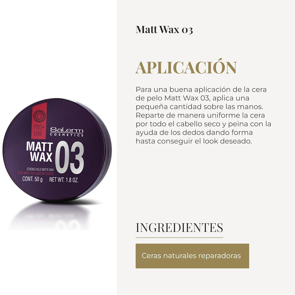 Salerm Pro Line Matt Wax Matte Finish Hair Styling Wax 1.8 oz