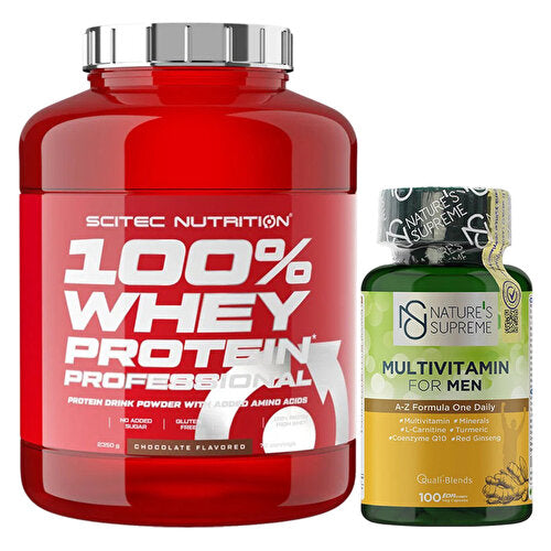 Scitec Whey Protein 2350 Gr + Nature's Supreme Multivitamin for Men 100 Capsules Combination