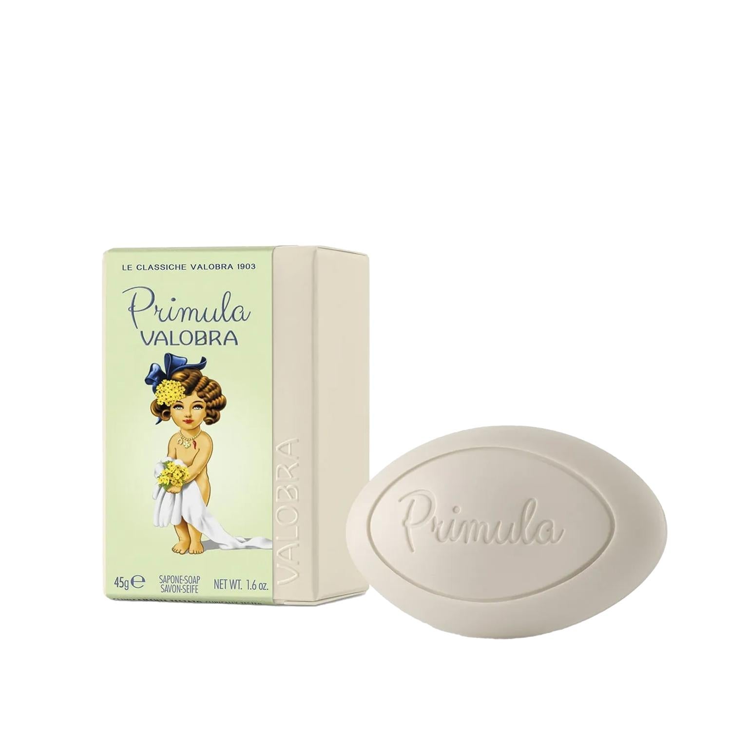 Valobra Primula Soap - Trusted Brand for Skin Cleansing & Moisturizing - 45g Convenient Travel Size