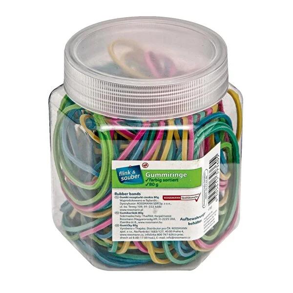 Flink & Sauber Colorful Rubber Bands - 80g Elastic Bands for Home & Office Organization, Reusable Packaging