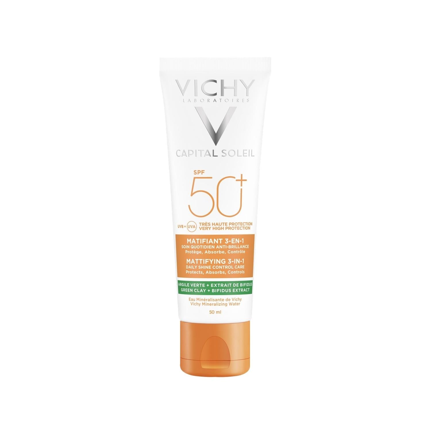 Vichy Capital Soleil SPF 50 Mattifying Facial Sunscreen - Broad Spectrum Protection, Matte Finish, 1.69 fl oz