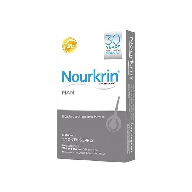 Nourkrin Man Hair Loss Supplement for Men - Supports Hair Health & Growth with Marilex-M, Biotin & Silica - 60 Tablets