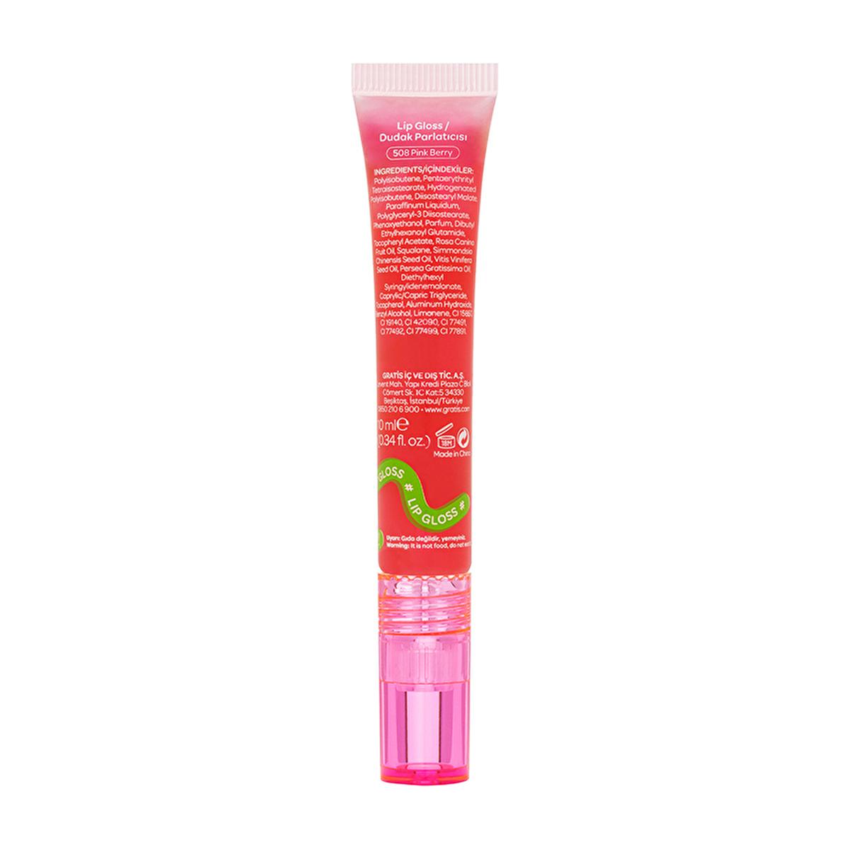 Beaulis Fun Juicy Drink Pink Berry Lip Gloss: Shiny, Moisturizing, Non-Sticky for Glossy Lips