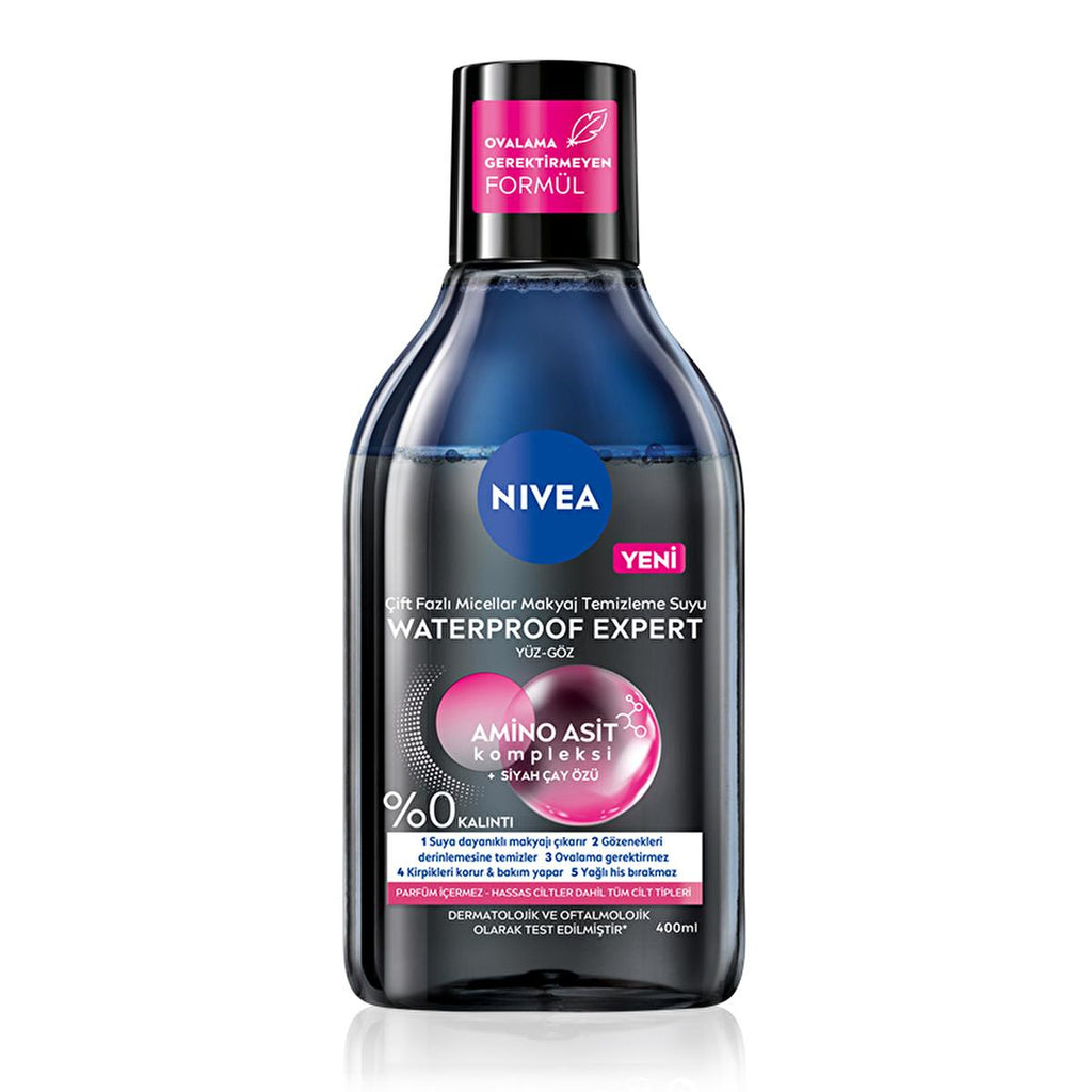 Nivea Two-Phase Micellar Waterproof Expert Makeup Remover - Gentle, Effective, Fragrance-Free Solution for Sensitive Skin