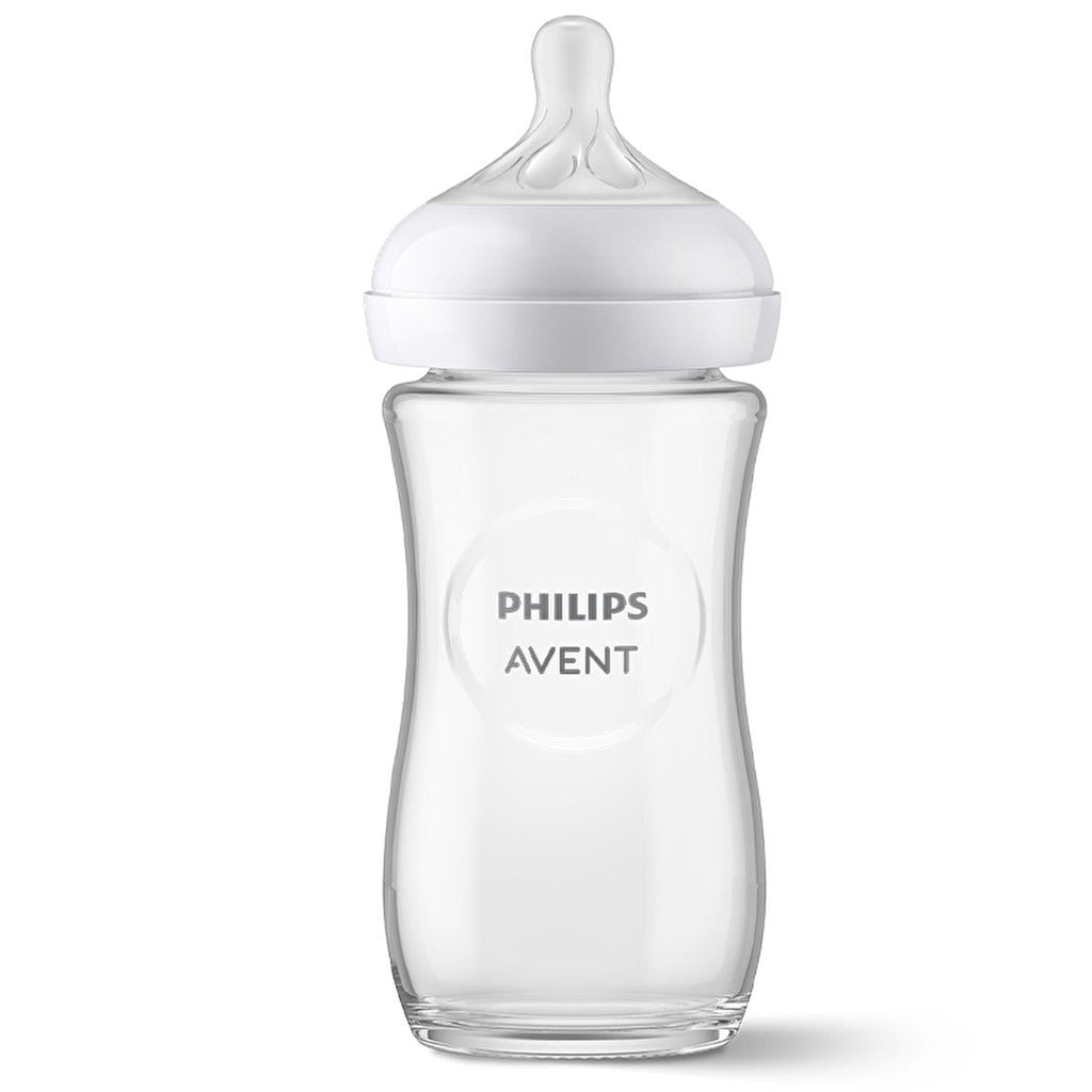 Philips Avent Natural Response Glass Baby Bottle, 8 oz: Anti-Colic, Slow Flow, BPA-Free, Newborn Feeding