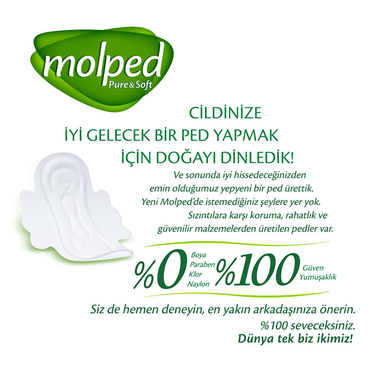 Molped Pure & Soft Organic Cotton Pads: Hypoallergenic, Chlorine & Paraben Free Sanitary Napkins for Sensitive Skin - 7 Count