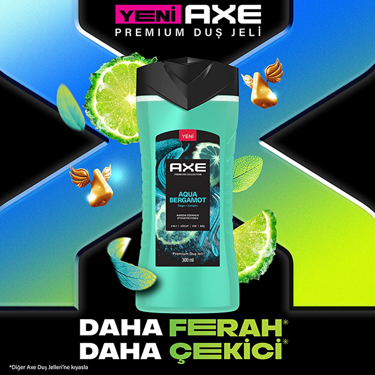 Axe Premium Collection Aqua Bergamot 3-in-1 Shower Gel for Men - Refreshing, Invigorating, and Convenient Body, Hair, and Face Cleanser