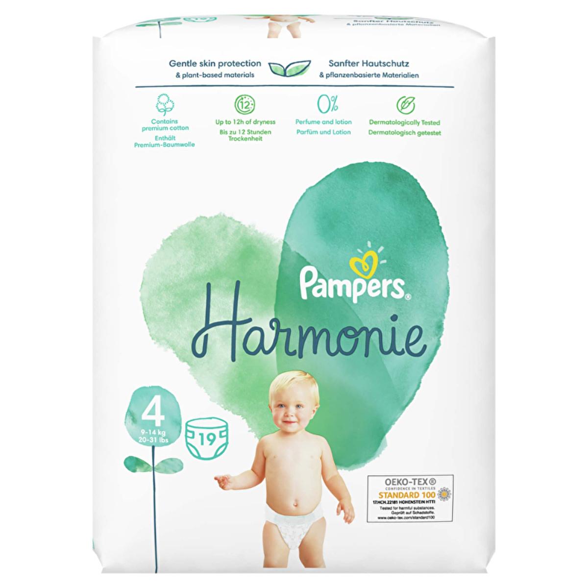 Prima Harmonie Baby Diapers Size 4 - Gentle, Plant-Based, Hypoallergenic - 19 Count