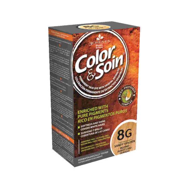 Color&Soin Sandy Golden Blond Hair Dye - Natural, Ammonia-Free Permanent Hair Coloring for Sensitive Scalps