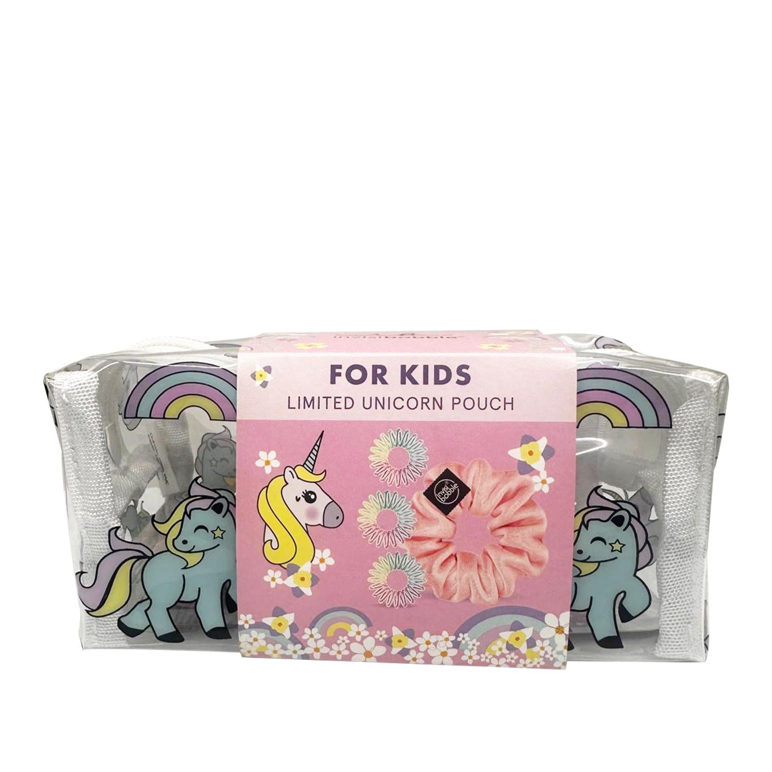 Invisibobble Kids Unicorn Pouch Hair Accessories Set for Children - Colorful Hair Ties & Clips