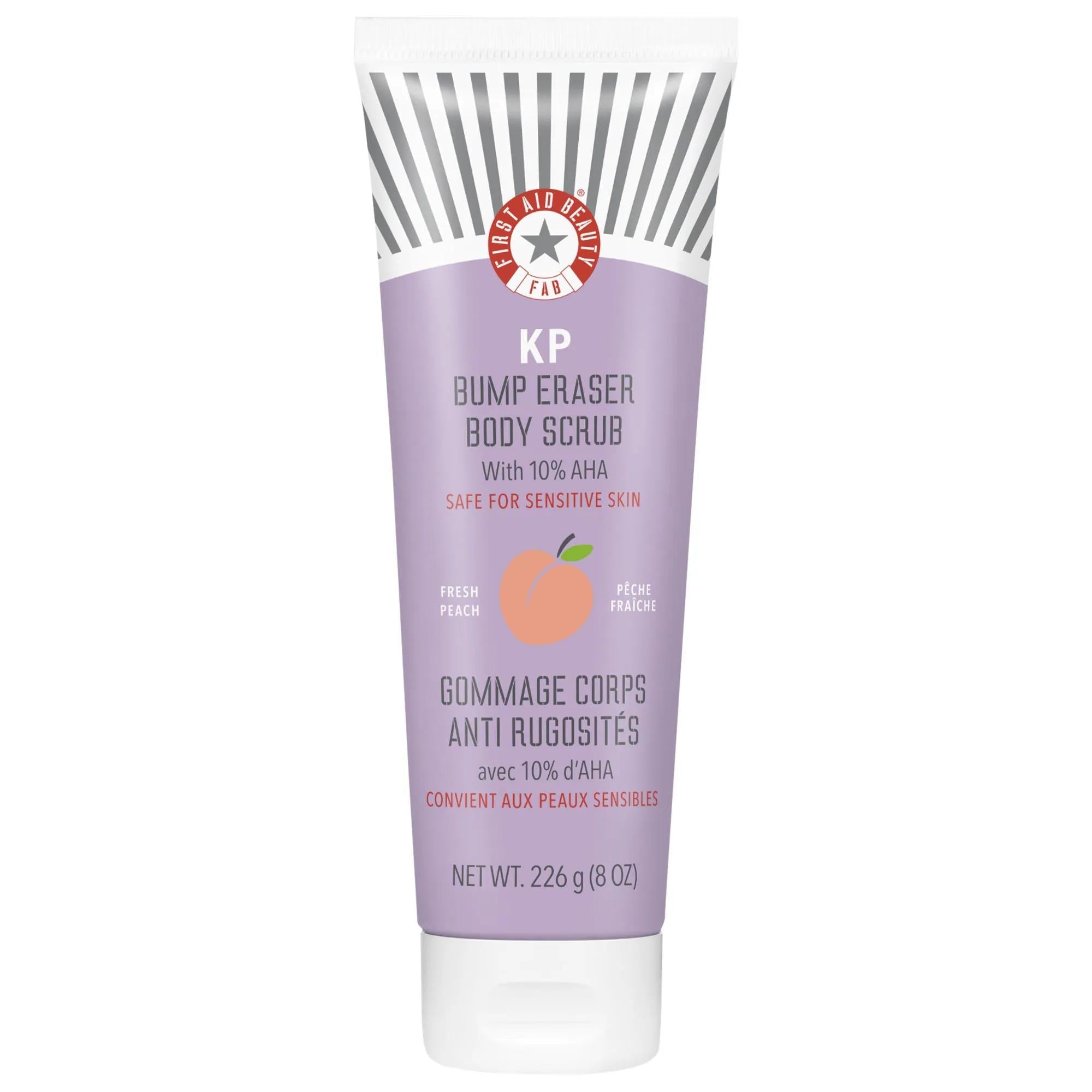 KP Bump Eraser Body Scrub with 10% AHA Ð Peach: Vegan & Cruelty-Free Exfoliator for Keratosis Pilaris (KP) & Strawberry Skin - Reveal Smooth, Healthy Skin.