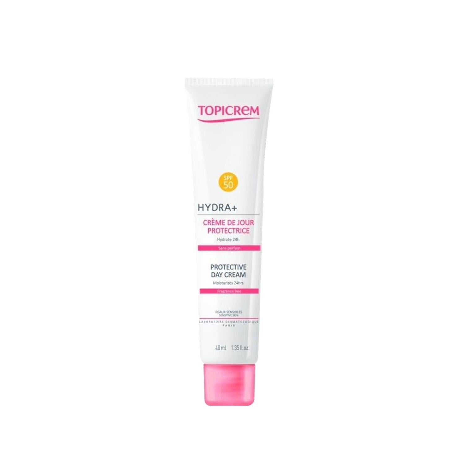 Topicrem Hydra+ SPF50 Day Cream: Hydrating Facial Moisturizer & Daily Sunscreen - Ultimate Skin Protection