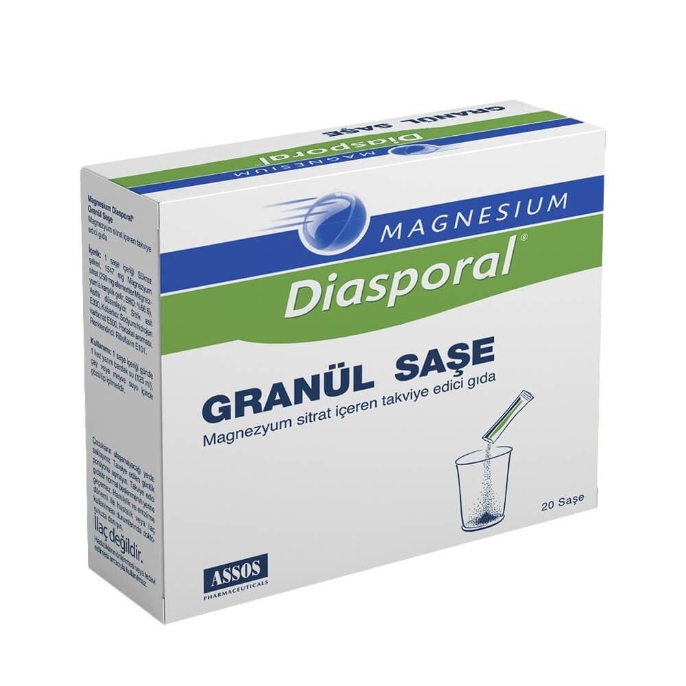 Diasporal Magnesium Citrate Supplement - 250mg per Sachet, 20 Count - Supports Overall Health & Wellness