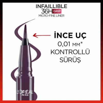 Loreal Paris Infaillible 36H Grip Micro Fine Eyeliner - 04 Dew Berry, Long Lasting & Waterproof Eyeliner with 0.1 mm Fine Tip