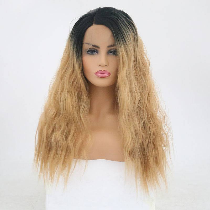 VIP Extensions Off Black to Bleach Blonde Wavy Synthetic Lace Front Wig, 24", Color T1B/613 (85)