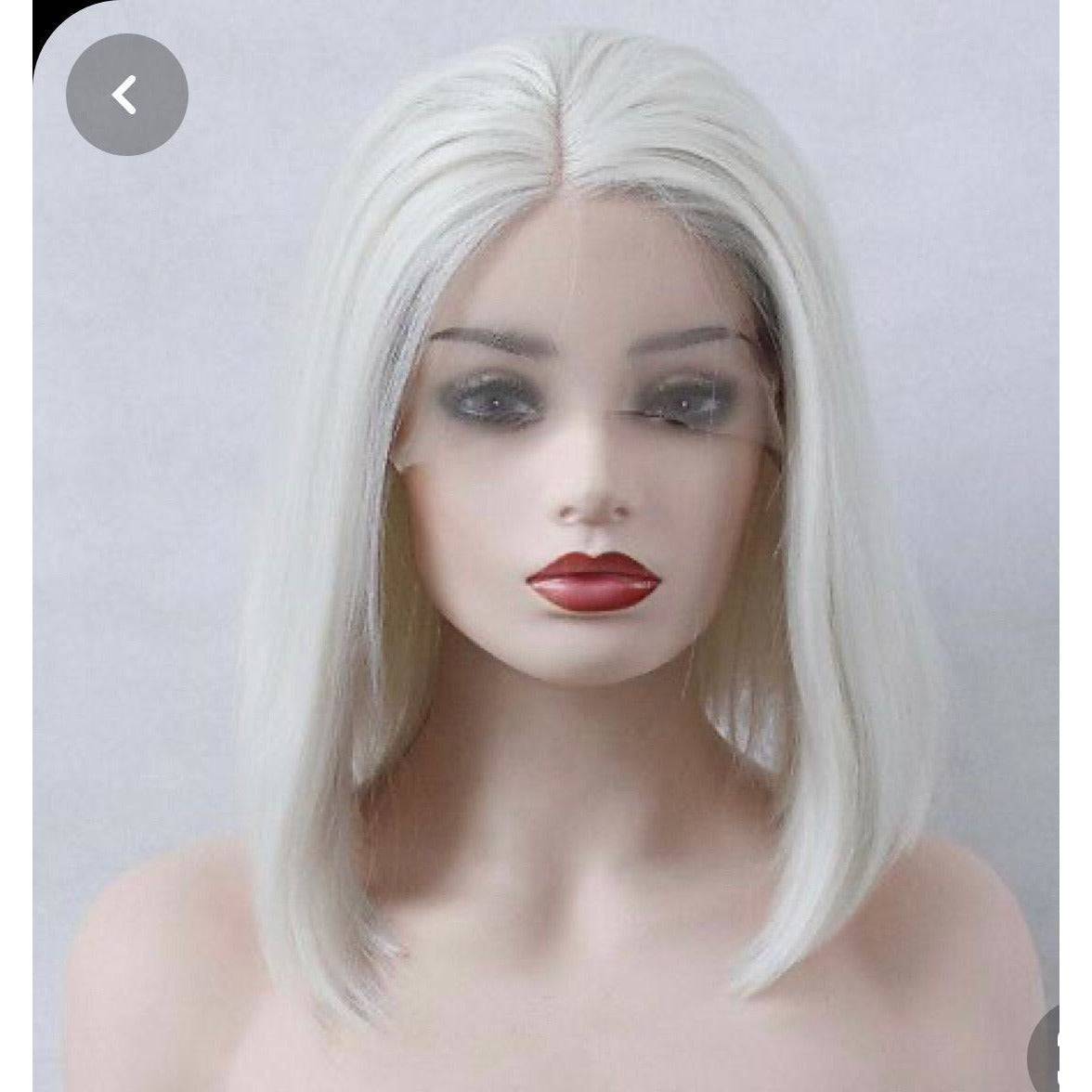 VIP Extensions Platinum White Straight Bob Synthetic Lace Front Wig, Style 3