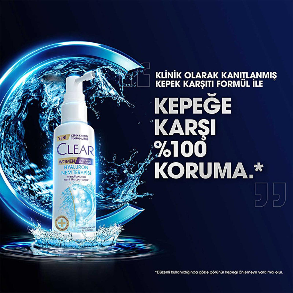 Clear Women Hyaluron Nem Terapisi Serum - 48 Hour Hydrating Anti-Dandruff Hair Serum for Dry Scalp