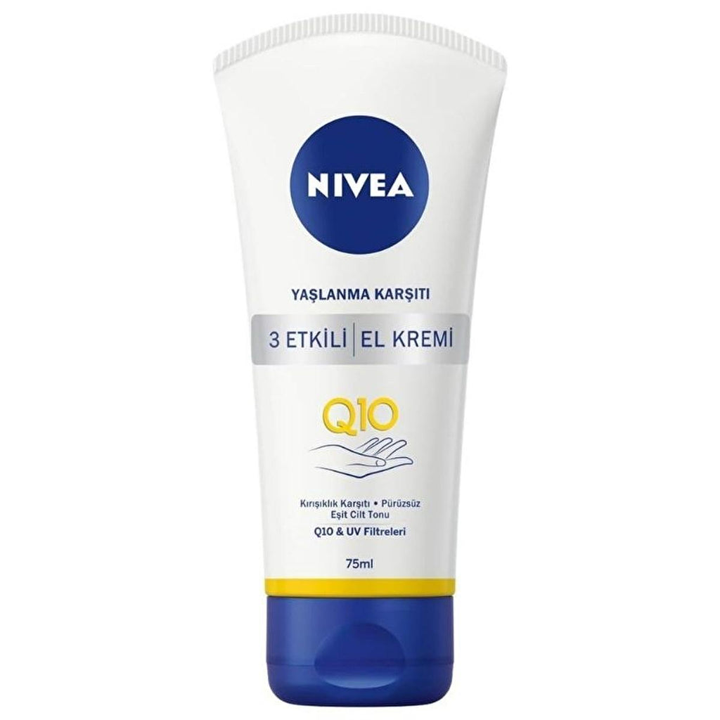 Nivea Anti-Aging Hand Cream with Q10 Formula - Moisturizing, UV Protection, Non-Greasy Hand Care for Dry Hands