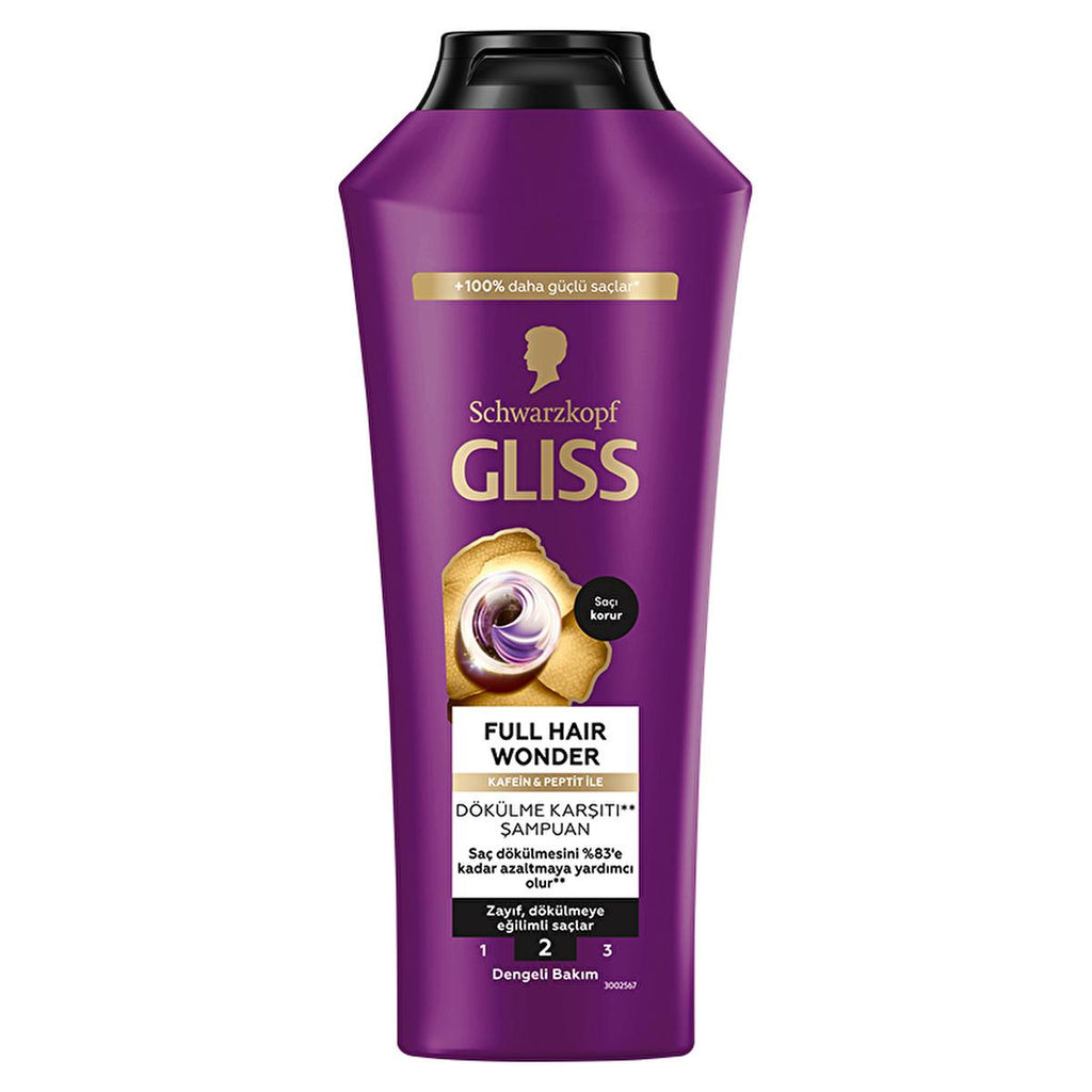 Gliss Full Hair Wonder Shampoo: Stop Hair Loss & Breakage. Caffeine & Peptide Formula for Thicker, Stronger Hair - 13.53 fl oz