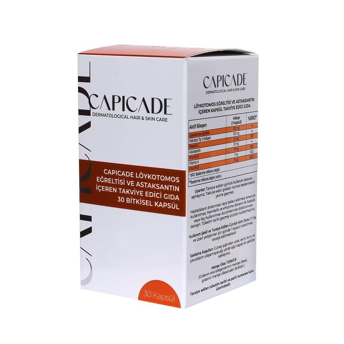 Capicade: Lšykotomos & Astaxanthin Supplement - Antioxidant, Collagen, Vitamins C, D & E - Supports Joint, Skin & Immune Health - 30 Herbal Capsules